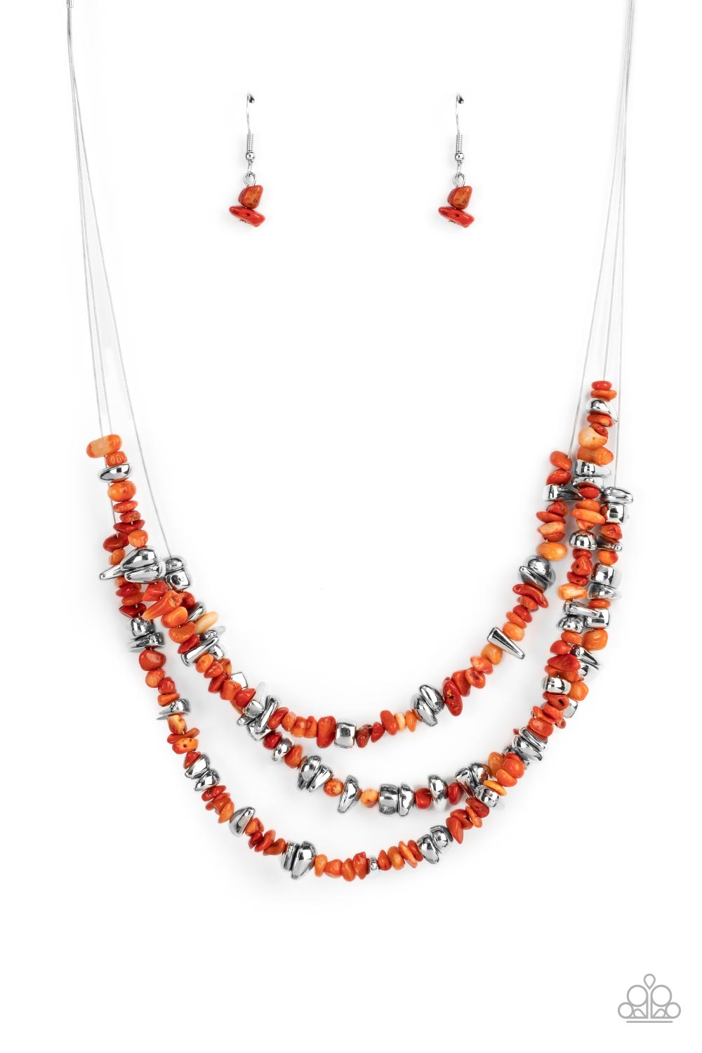 Paparazzi - Placid Pebbles - Orange - Necklace